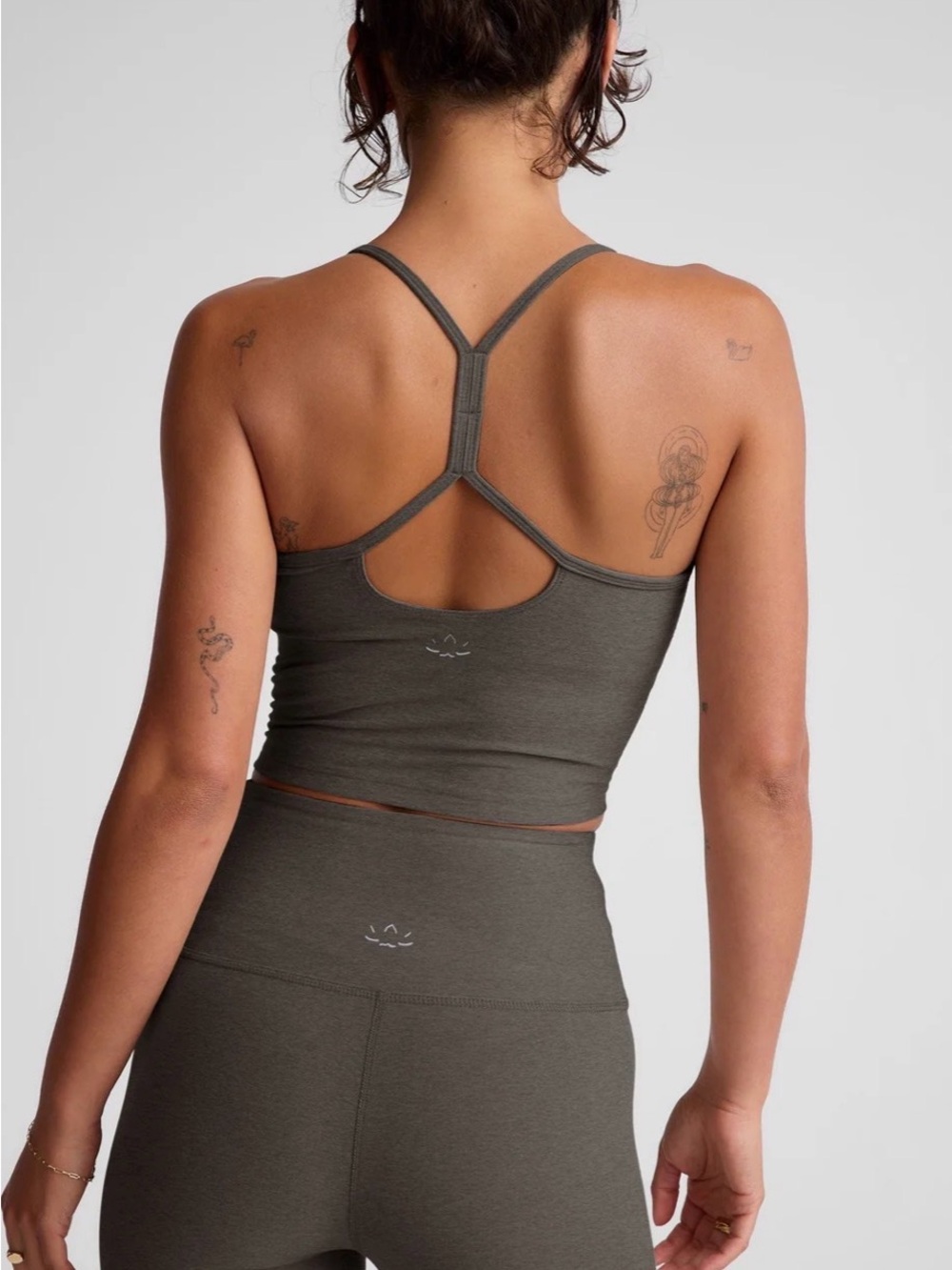 EUC Beyond Yoga True Gray Heather Spacedye Slim Cropped Tank and Legging